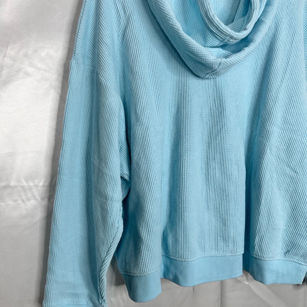 Auden Light Blue Waffle Knit Hoodie & Shorts Set Plus 4X NWT - Picture 6 of 11